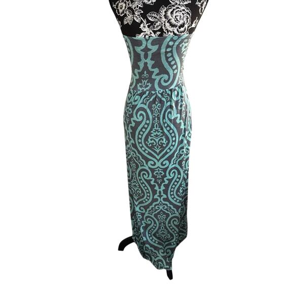 Vanilla Bay Women's Strapless Full Length Maxi Dress Teal Gray Size S - Picture 3 of 5